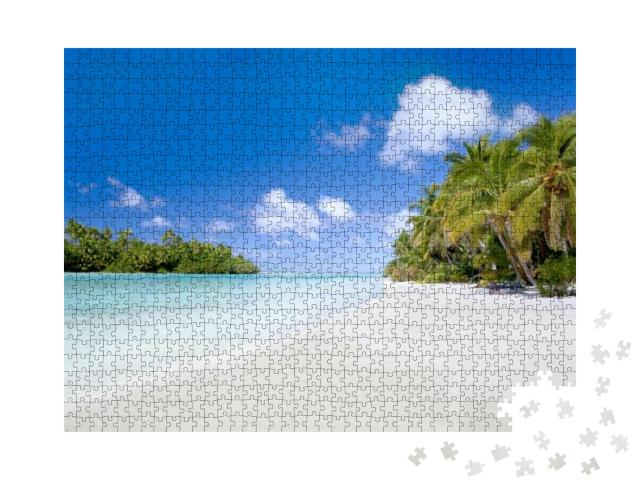 Puzzle 1000 Teile „One Foot Island: paradiesischer Ort, Aitutaki-Lagune, Cookinseln, Südpazifik“