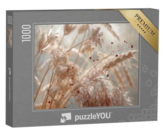 Puzzle 1000 Teile „Wunderschön und zart: Getrocknete Blüten und Ähren“