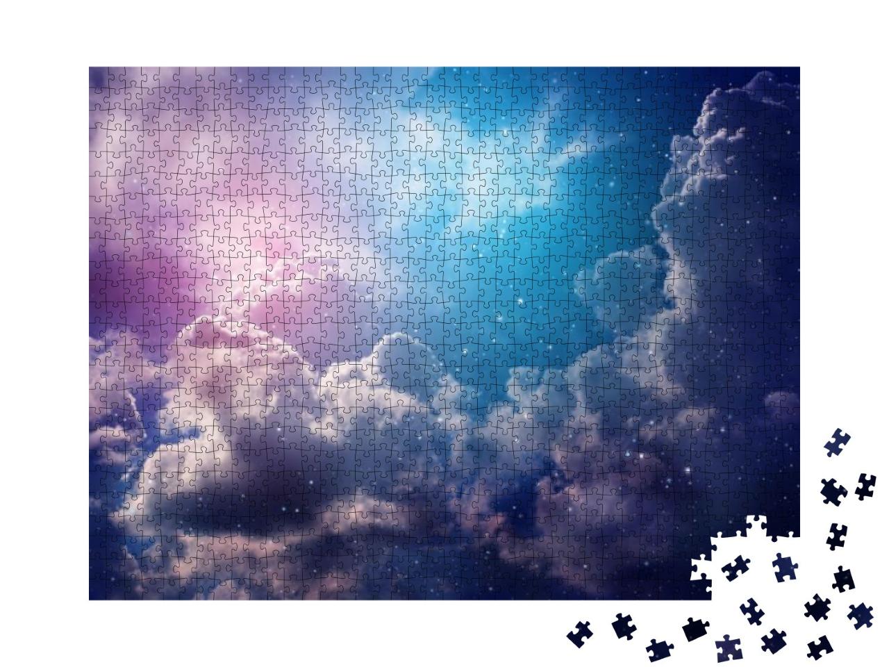 Puzzle 1000 Teile „Nachthimmel mit Wolken und Sternen“