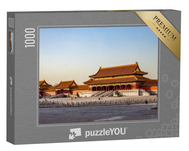 Puzzle 1000 Teile „Die Verbotene Stadt, der alte Palast in Peking, China, bei Sonnenuntergang“