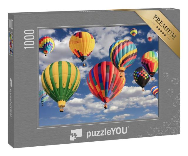 Puzzle 1000 Teile „Bunte Heißluftballons am blauen Himmel“