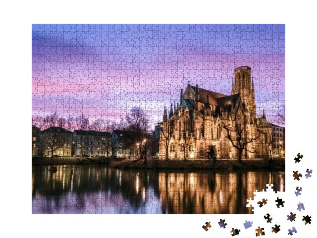 Puzzle 1000 Teile „Die Feuerseekirche, Stuttgart, Deutschland“
