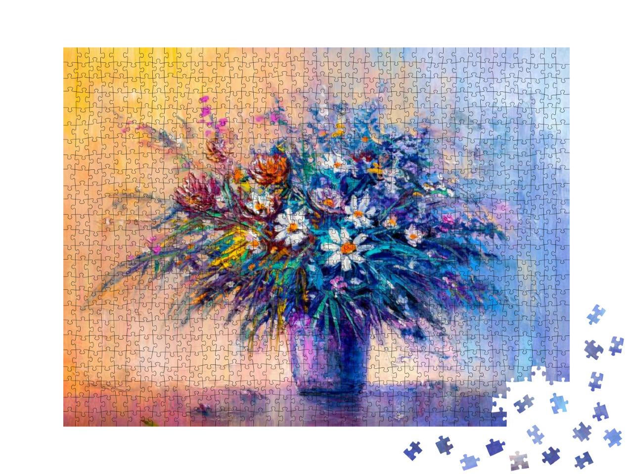 Puzzle 1000 Teile „Impressionistischer Stil: ein Strauß aus Wildblumen“