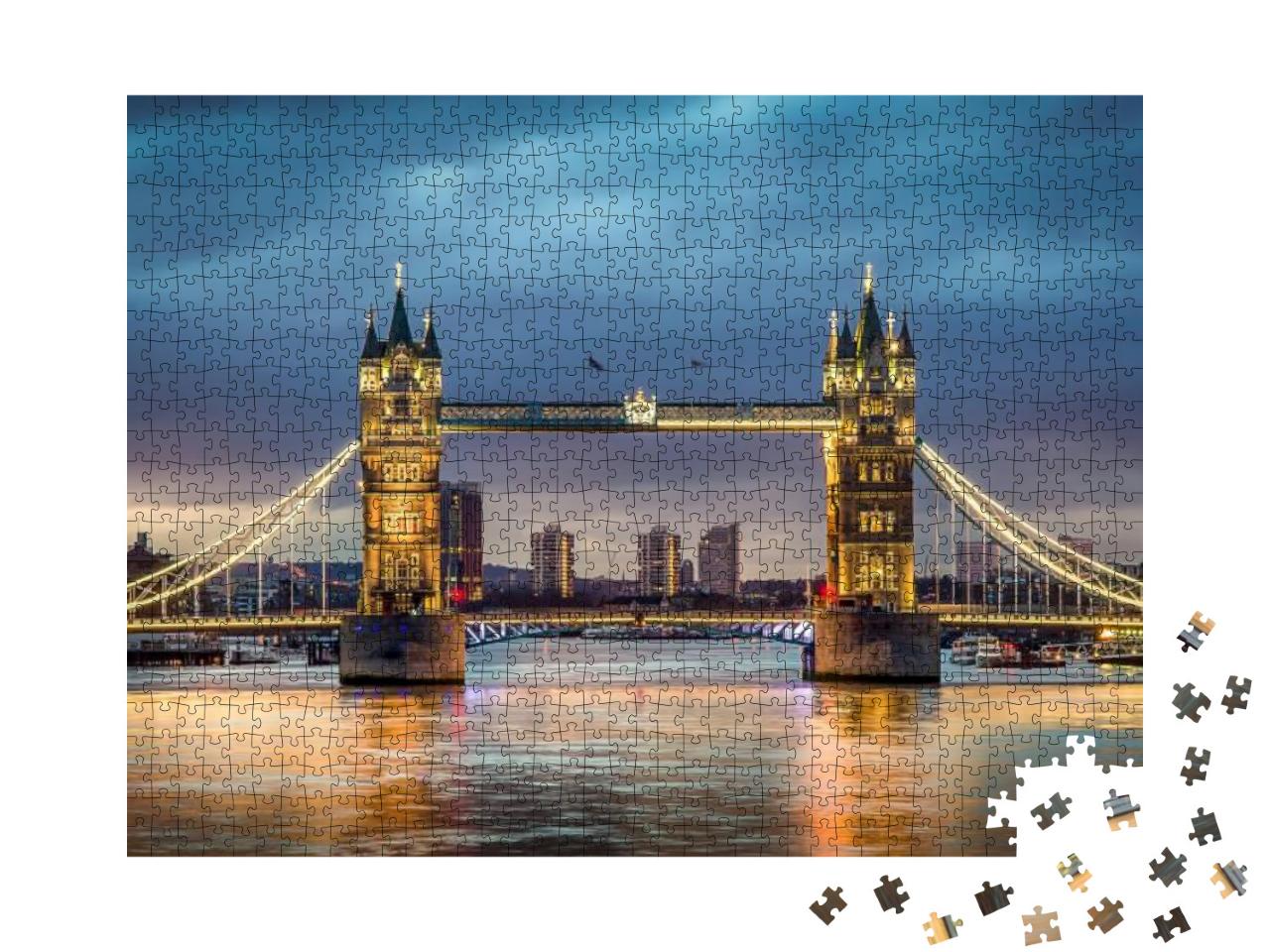 Puzzle 1000 Teile „Tower Bridge über der Themse im Sonnenuntergang“