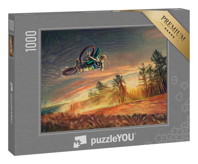 Puzzle 1000 Teile „im Stil von Edvard Munch, Der Schrei - Dirt-Bike-Fahrer - Puzzle-Kollektion Künstler & Gemälde“