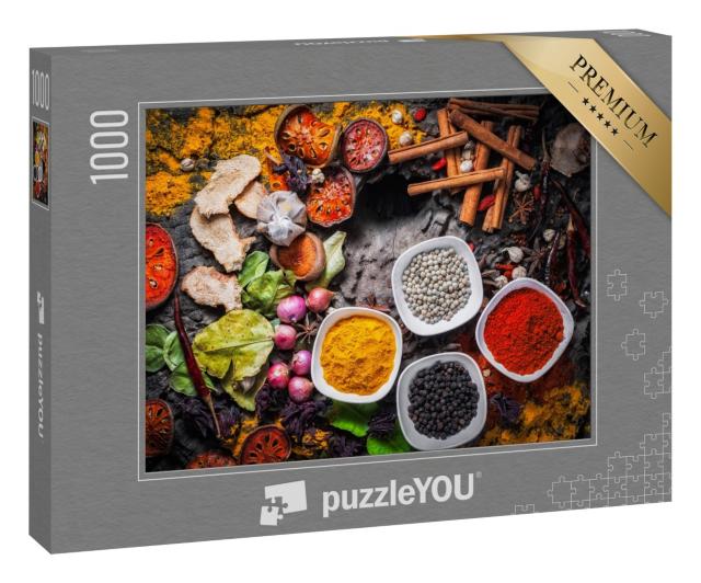 Puzzle 1000 Teile „Auswahl an wunderbren Gewürzen und Kräutern“