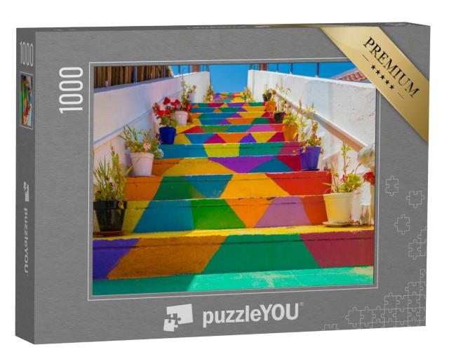 Puzzle 1000 Teile „Bunte Treppe in Tunis, Tunesien“