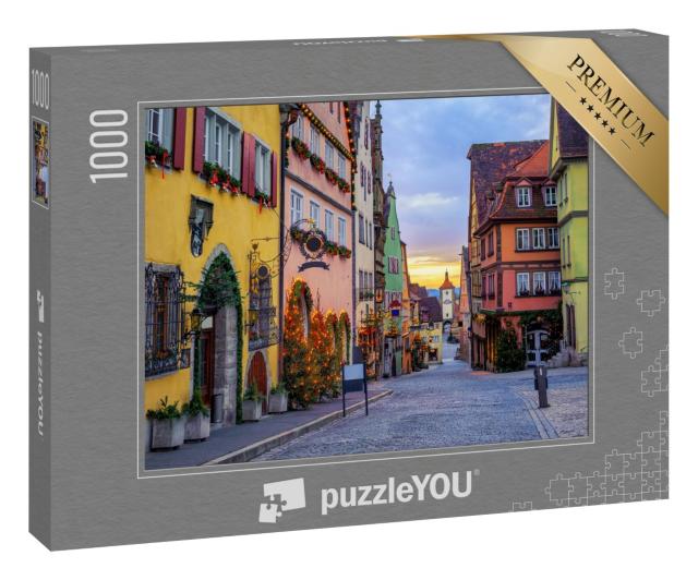 Puzzle 1000 Teile „Bunte Häuser: historische Altstadt von Rotenburg ob der Tauber“