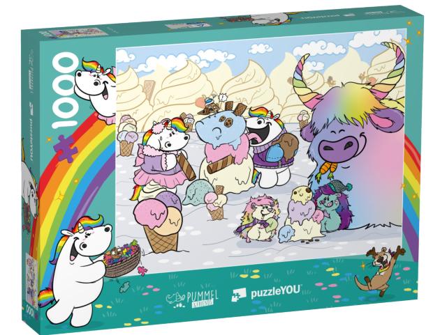 Puzzle 1000 Teile „Pummeleinhorn: Pummel & Friends - Pummel-Winterspaß“