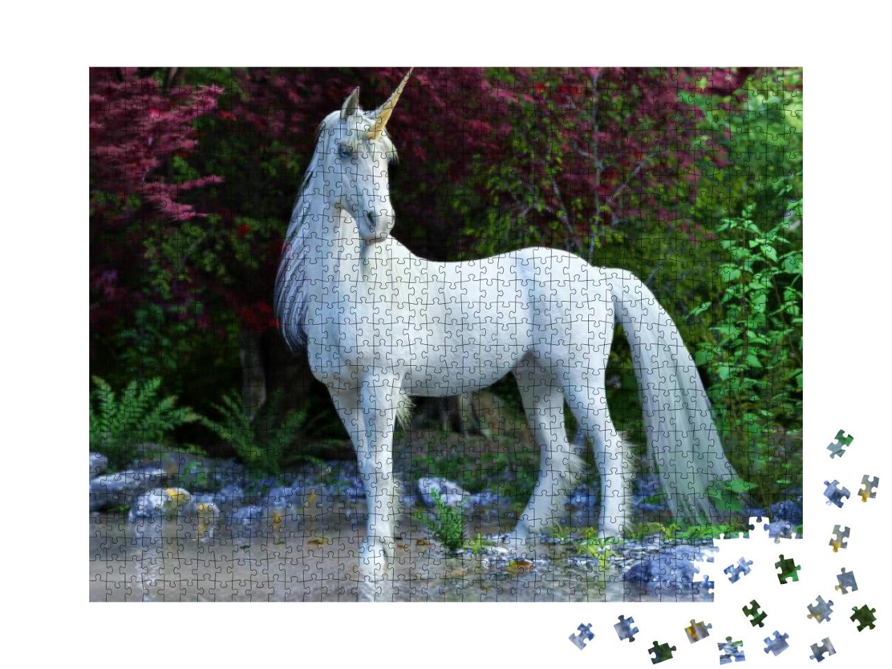 Puzzle 1000 Teile „Mythisches weiße Einhorn“