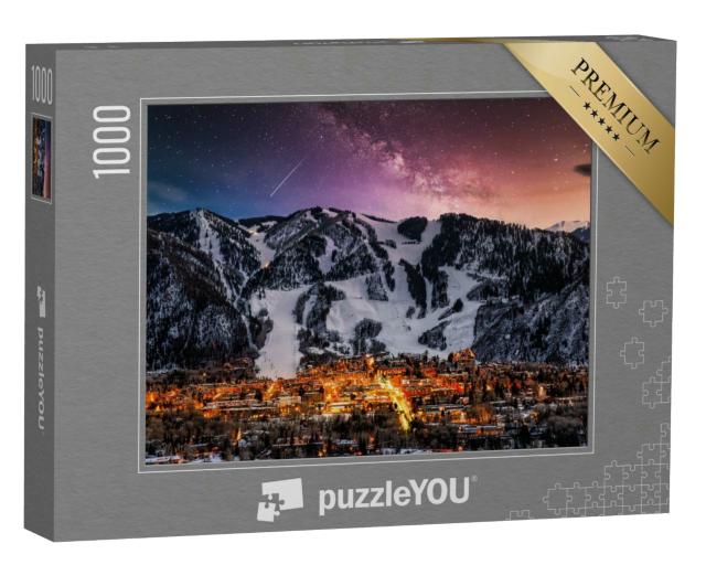 Puzzle 1000 Teile „Skyline der Stadt Aspen mit Milchstraße“