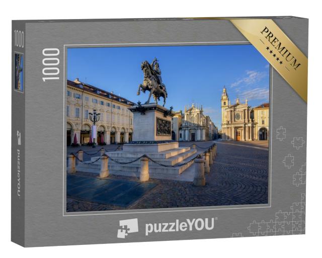 Puzzle 1000 Teile „Piazza San Carlo und das Bronzedenkmal von Emmanuel Philibert im Zentrum von Turin“
