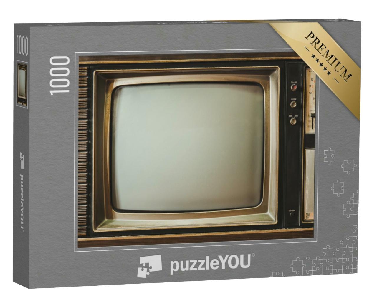 Puzzle 1000 Teile „Nahaufnahme eines alten TV-Bildschirms im Vintage-Stil“