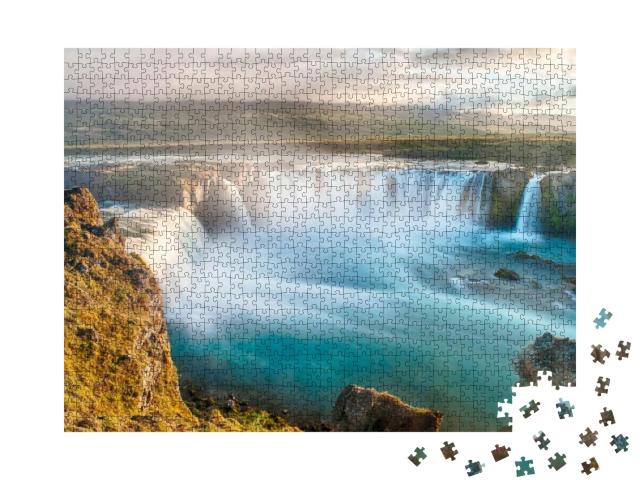 Puzzle 1000 Teile „Godafoss: sehr schöner isländischer Wasserfall im Norden der Insel“