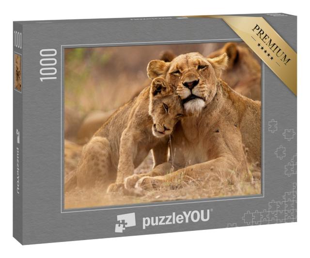 Puzzle 1000 Teile „Löwin und Jungtier im Kruger National Park, Südafrika“