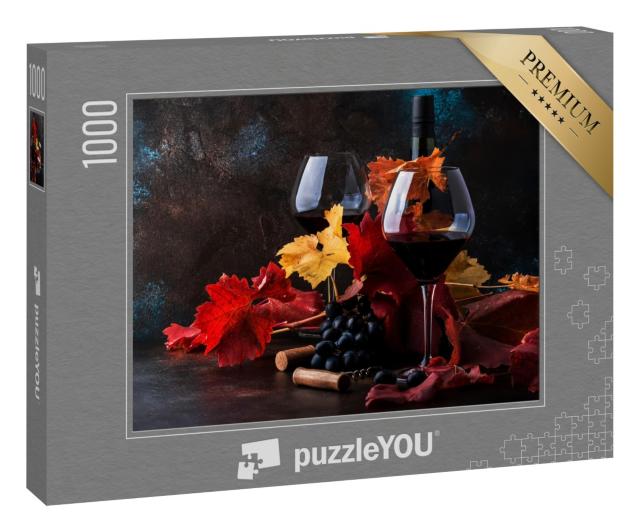 Puzzle 1000 Teile „Trockener Rotwein im großen Weinglas“