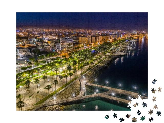 Puzzle 1000 Teile „Promenade von Limassol bei Nacht, Zypern“
