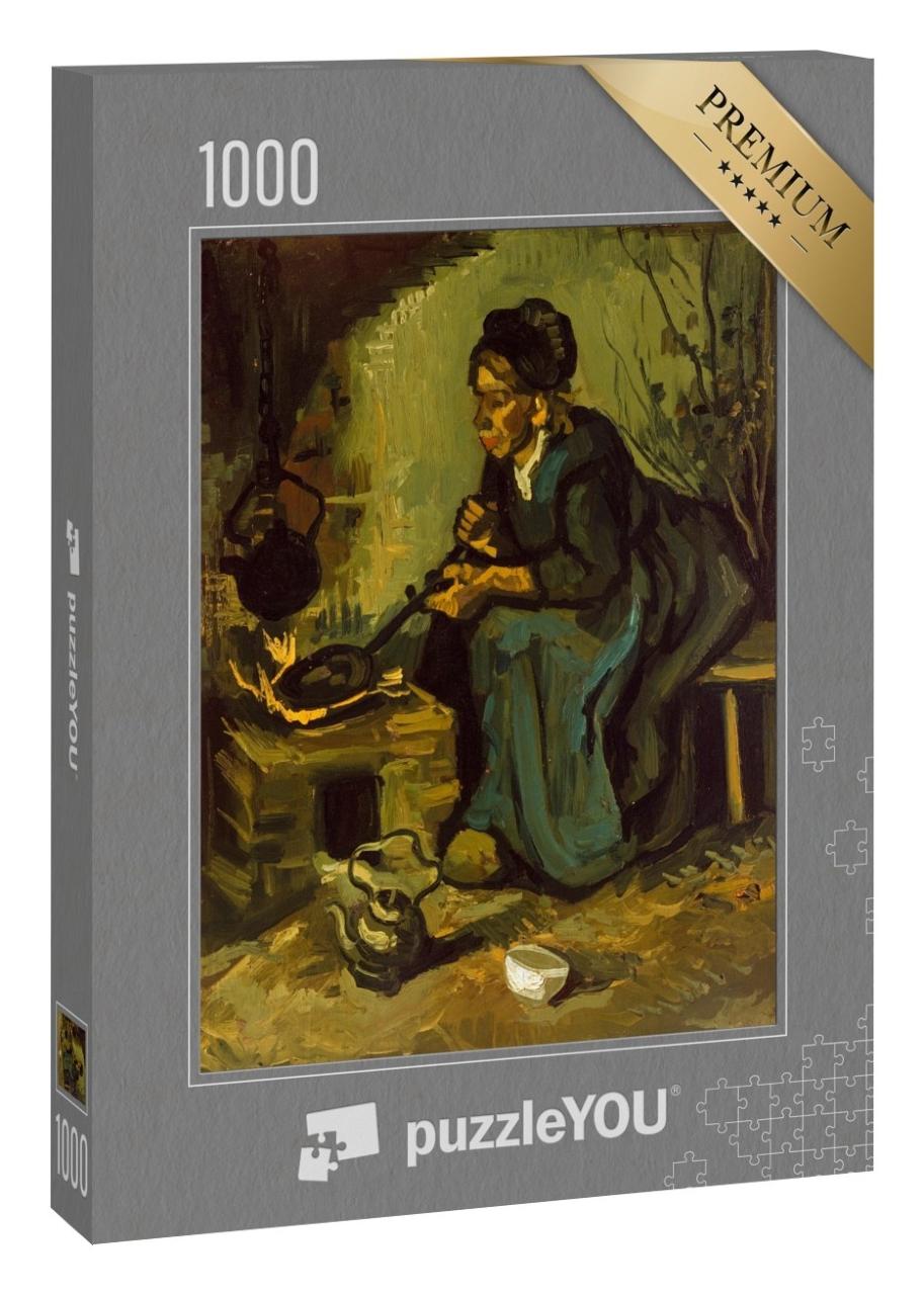 Puzzle 1000 Teile „Vincent van Gogh - Bäuerin beim Kochen am Kamin“