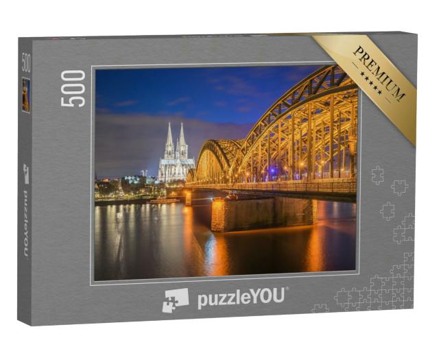 Puzzle 500 Teile „Nachtansicht des Kölner Doms in Köln, Deutschland“