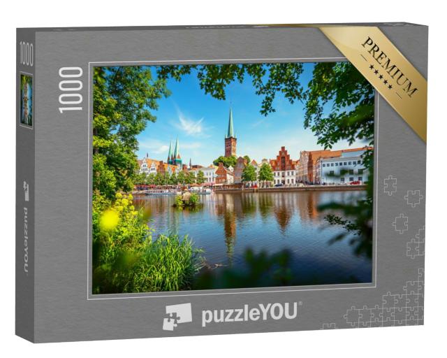 Puzzle 1000 Teile „Blick auf die Hansestadt Lübeck mit der berühmten Marienkirche“