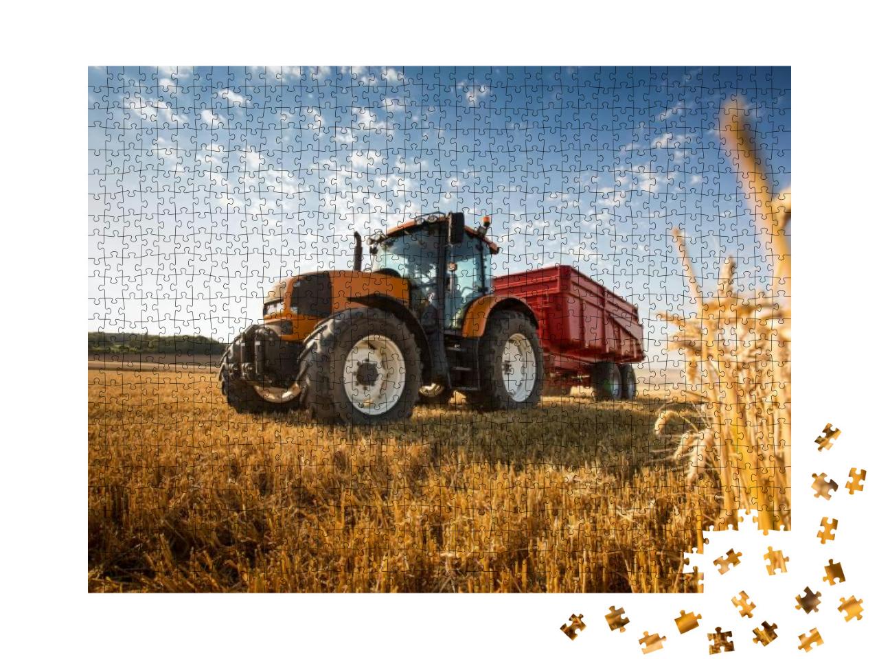Puzzle 1000 Teile „Ein Traktor bei der Ernte“