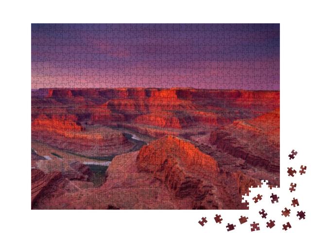 Puzzle 1000 Teile „Wunderschöne Aussicht auf Dead Horse Point im Sonnenaufgang, USA“