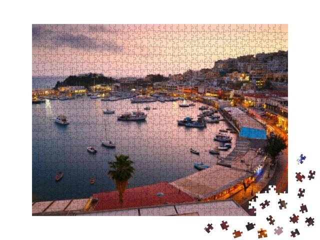 Puzzle 1000 Teile „Abend am Yachthafen Mikrolimano, Athen, Griechenland“