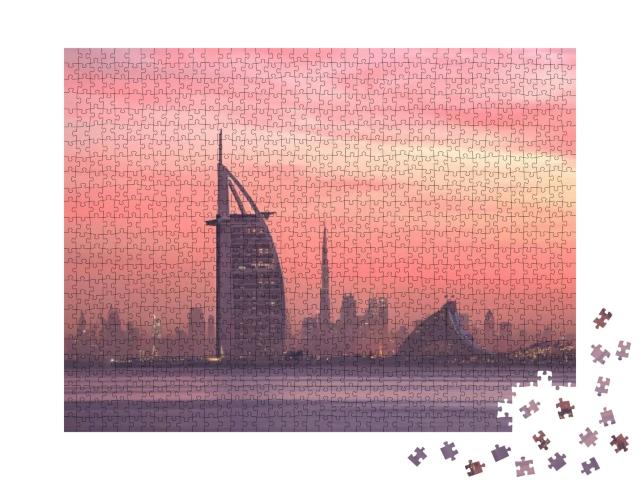 Puzzle 1000 Teile „Skyline von Dubai von Jumeirah Beach bis Downtown“