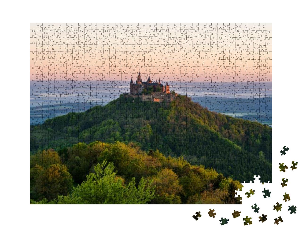 Puzzle 1000 Teile „Goldene Stunde auf der Burg Hohenzollern“