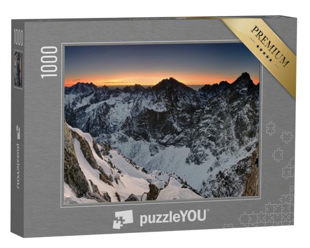 Puzzle 1000 Teile „Sonnenaufgang am felsigen Berg“