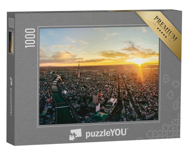 Puzzle 1000 Teile „Vogelperspektive: Tokio in der Morgendämmerung, Japan“