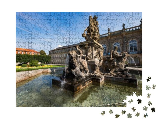 Puzzle 1000 Teile „Springbrunnen vor dem Schloss Bayreuth, Deutschland“