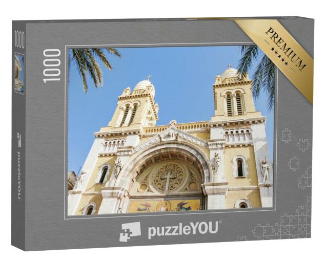 Puzzle 1000 Teile „Ville Nouvelle: Blick auf die Kathedrale des Heiligen Vinzenz, Tunis, Tunesien“