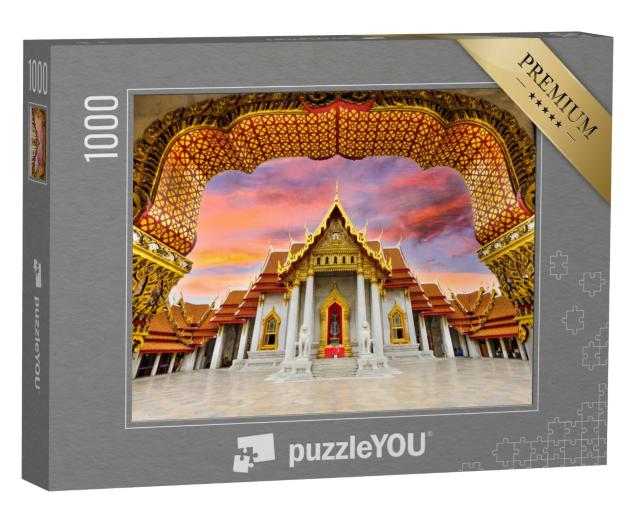 Puzzle 1000 Teile „Prächtiger Marmortempel in Bangkok, Thailand“