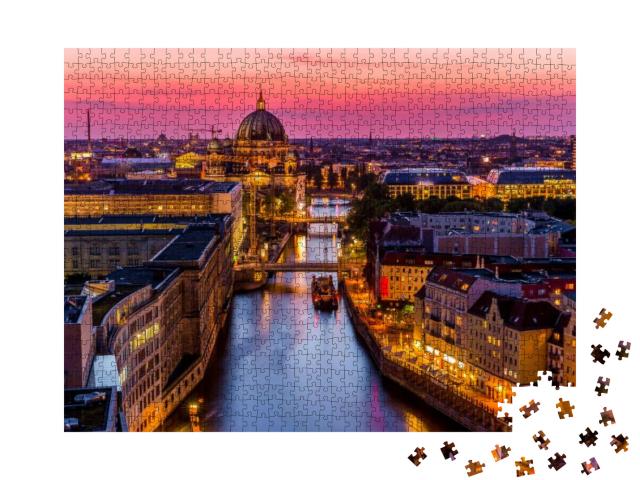 Puzzle 1000 Teile „Berlin unter rotglühendem Abendhimmel“