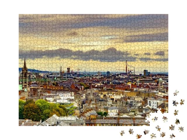 Puzzle 1000 Teile „Panorama von Dublin, Hauptstadt von Irland“