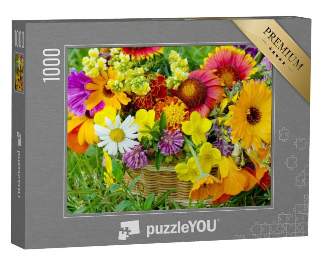 Puzzle 1000 Teile „Schöne Blumen in einem Korb“