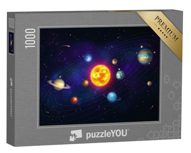 Puzzle 1000 Teile „Buntes Sonnensystem mit neun Planeten“