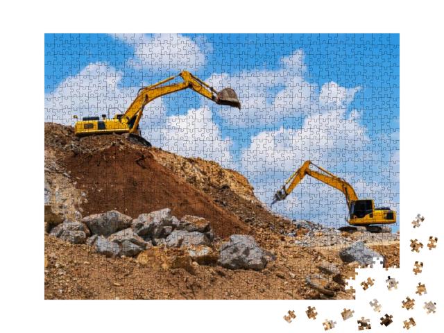 Puzzle 1000 Teile „Bagger und Steinbrecher, Bergbau“