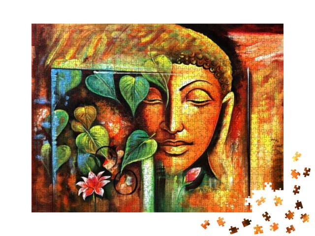 Puzzle 1000 Teile „Buddha: kreatives Bild als Gemälde“