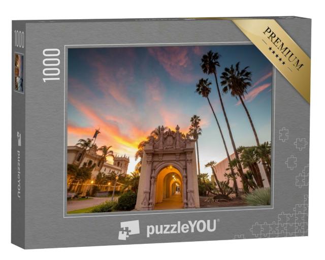 Puzzle 1000 Teile „San Diegos Balboa Park in der Dämmerung in San Diego, Kalifornien, USA“