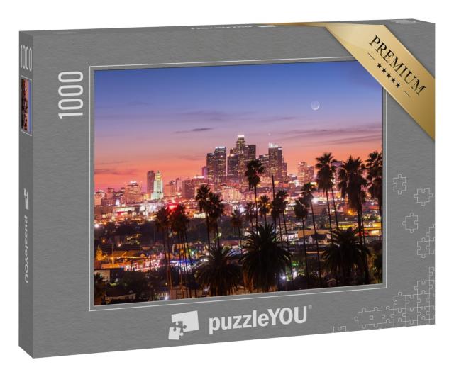 Puzzle 1000 Teile „Schöner Sonnenuntergang durch die Palmen, Los Angeles, Kalifornien“