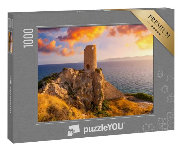 Puzzle 1000 Teile „Torre del Prezzemolo, ein alter Küstenturm in Cagliari, Sardinien, Italien“