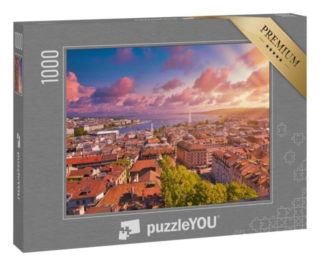 Puzzle 1000 Teile „Genf im Sonnenuntergang“