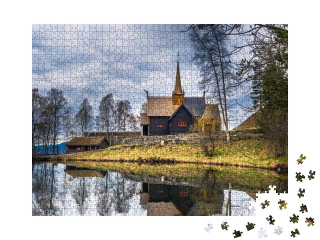 Puzzle 1000 Teile „Stabkirche Garmo, Lillehammer, Norwegen“