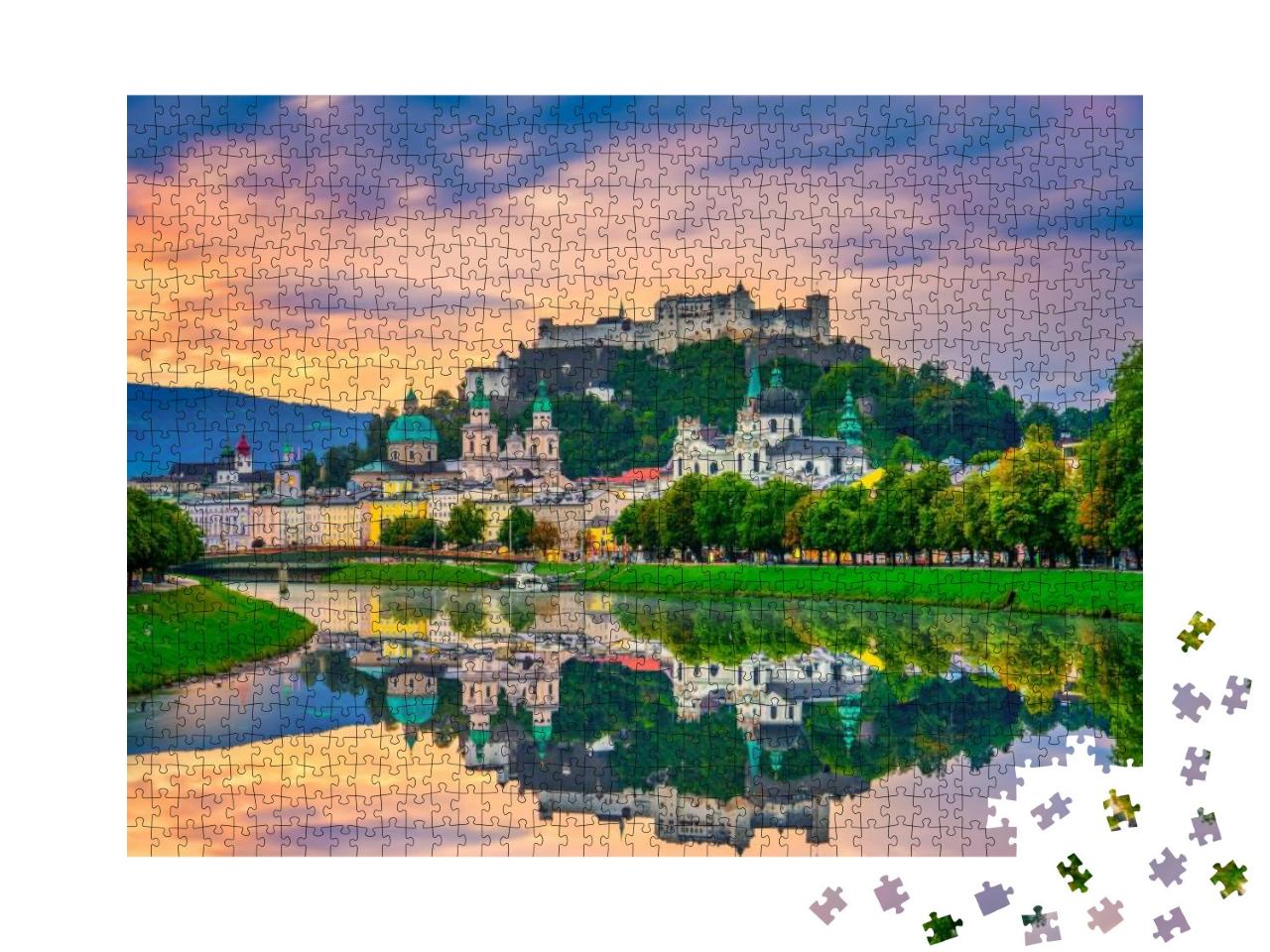 Puzzle 1000 Teile „Sonnenaufgang über der Skyline von Salzburg, Österreich“