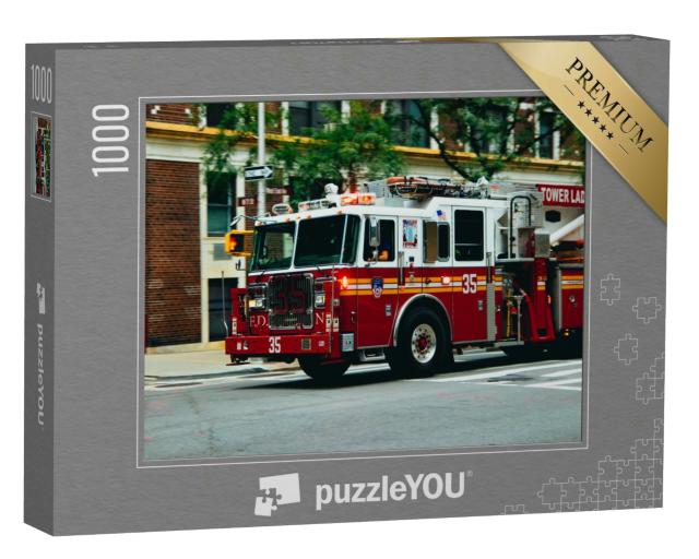 Puzzle 1000 Teile „Feuerwehrauto in New York City“