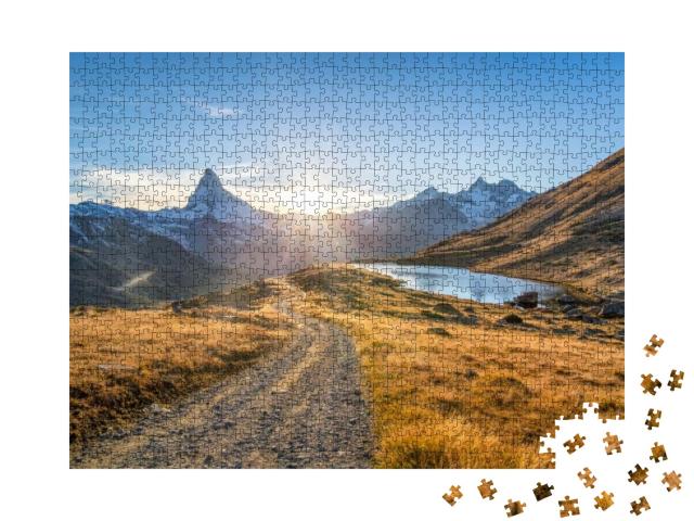 Puzzle 1000 Teile „Stellisee und Matterhorn in den Schweizer Alpen“