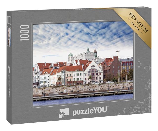 Puzzle 1000 Teile „Szczecin (Stettin) Stadt Altstadt, Blick auf den Fluss, Polen.“