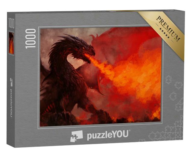 Puzzle 1000 Teile „Fantasy: Drache mit schwarzen Flügeln“